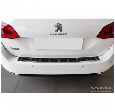 Protector de parachoques trasero de acero inoxidable negro para Peugeot 308 SW II 2013-2017 y Facelift 2017-2021 'STRONG EDITION