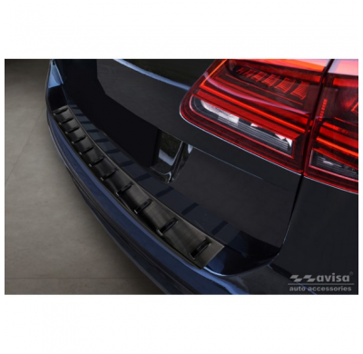 Protector de parachoques trasero de acero inoxidable negro para Volkswagen Sharan II y Seat Alhambra II 2010- 'STRONG EDITION'