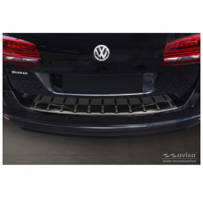 Protector de parachoques trasero de acero inoxidable negro para Volkswagen Sharan II y Seat Alhambra II 2010- 'STRONG EDITION'