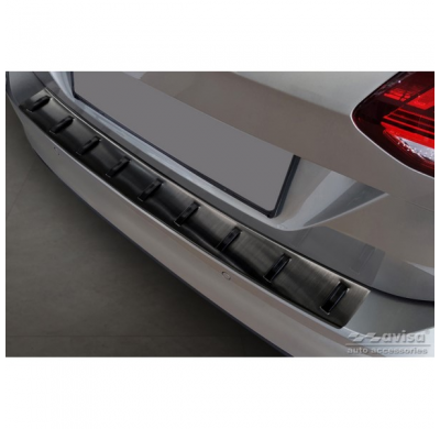 Protector de parachoques trasero de acero inoxidable negro para Volkswagen Golf VII Variant incl. Alltrack 2012-2017 'EDICIÓN FU