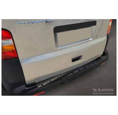 Protector de parachoques trasero de acero inoxidable negro adecuado para Volkswagen Transporter T5 2003-2015 incl. Multivan/Cara