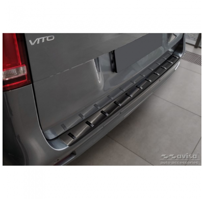 Protector de parachoques trasero de acero inoxidable negro para Mercedes Vito / V-Klasse 2014-2019 y Facelift 2019- (con escotil