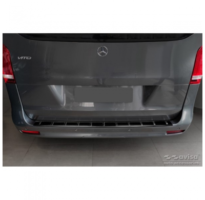 Protector de parachoques trasero de acero inoxidable negro para Mercedes Vito / V-Klasse 2014-2019 y Facelift 2019- (con escotil