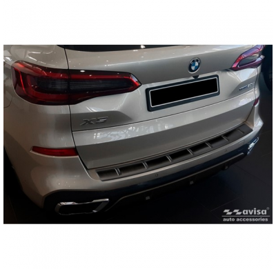 Protector de parachoques trasero de acero inoxidable negro apto para BMW X5 (G05) M-Sport 2018- 'STRONG EDITION'