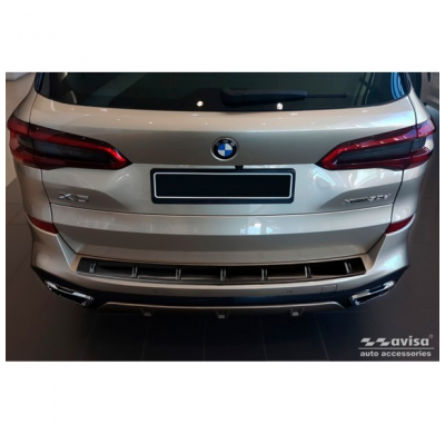 Protector de parachoques trasero de acero inoxidable negro apto para BMW X5 (G05) M-Sport 2018- 'STRONG EDITION'
