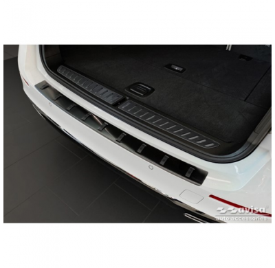 Protector de parachoques trasero de acero inoxidable negro apto para BMW Serie 5 G31 FL Touring 2020- excl. M-Sport 'EDICIÓN FUE
