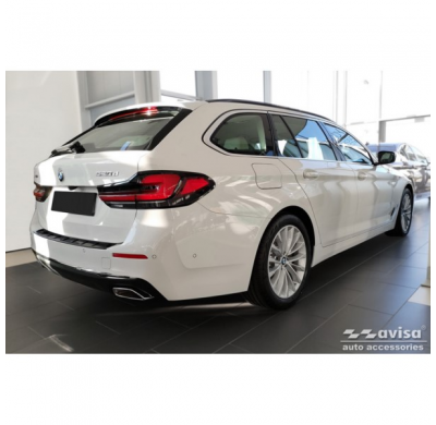 Protector de parachoques trasero de acero inoxidable negro apto para BMW Serie 5 G31 FL Touring 2020- excl. M-Sport 'EDICIÓN FUE