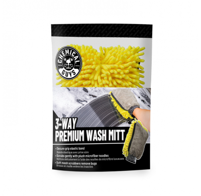 Guante de lavado de microfibra premium de tres vías de Chemical Guys