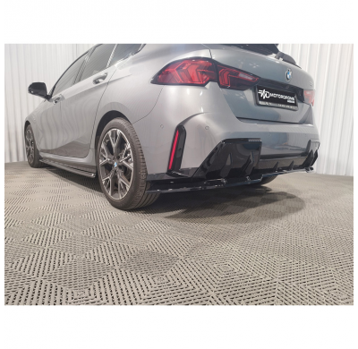 Faldón de parachoques trasero Motordrome (difusor) compatible con BMW Serie 1 (F70) M-Sport (excepto M135) 2024- (ABS negro bril