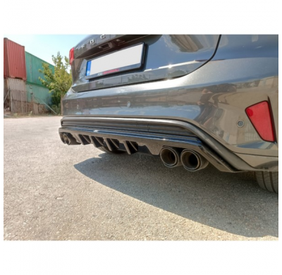 Faldón Del Parachoques Trasero (Difusor) Para Ford Focus Iv St/St-Line Hb 2018-2022 (Abs Glossy Black)