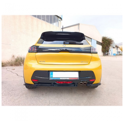 Faldón de parachoques trasero (Difusor) V.2 apto para Peugeot 208 II 2019- (ABS negro brillante)