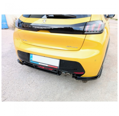 Faldón de parachoques trasero (Difusor) V.2 apto para Peugeot 208 II 2019- (ABS negro brillante)