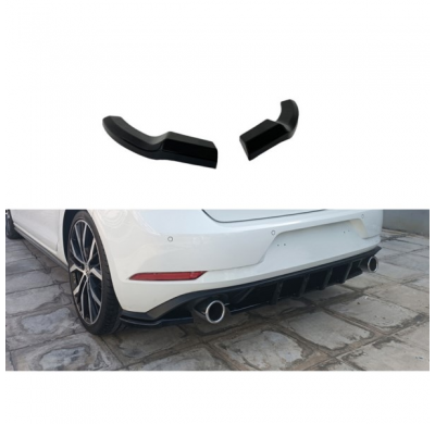 Faldones de parachoques trasero (Esquinas) aptos para Volkswagen Golf 7.5 GTI 2017-2020 (ABS negro brillante)