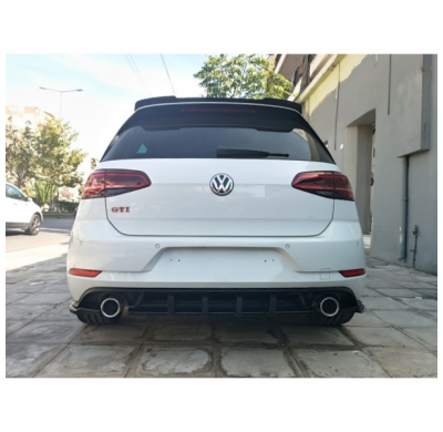 Faldones de parachoques trasero (Esquinas) aptos para Volkswagen Golf 7.5 GTI 2017-2020 (ABS negro brillante)