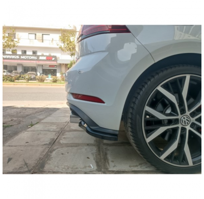 Faldones de parachoques trasero (Esquinas) aptos para Volkswagen Golf 7.5 GTI 2017-2020 (ABS negro brillante)