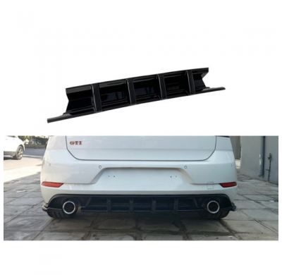 Faldón de parachoques trasero (Difusor) apto para Volkswagen Golf 7.5 GTI 2017-2020 (ABS negro brillante)