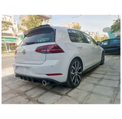 Faldón de parachoques trasero (Difusor) apto para Volkswagen Golf 7.5 GTI 2017-2020 (ABS negro brillante)