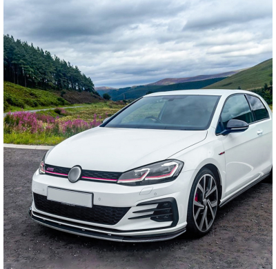 Faldón de alerón delantero para Volkswagen Golf VII (7.5) GTi/GTD/R/R-Line 2017-2019 (ABS negro brillante)