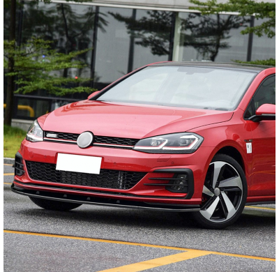 Faldón de alerón delantero para Volkswagen Golf VII (7.5) GTi/GTD/R/R-Line 2017-2019 (ABS negro brillante)
