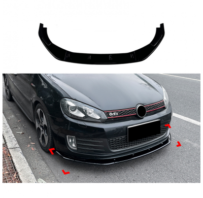 Faldón de alerón delantero para Volkswagen Golf VI GTi 2008-2012 (ABS negro brillante)