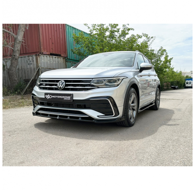 Alerón delantero Motordrome compatible con Volkswagen Tiguan II (AD1) R / R-Line Facelift 2020-2024 (ABS negro brillante)
