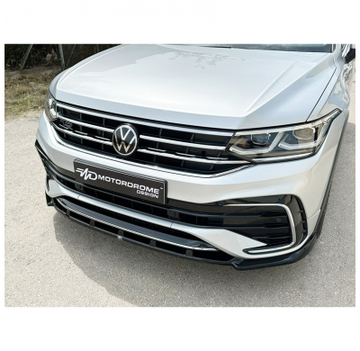 Alerón delantero Motordrome compatible con Volkswagen Tiguan II (AD1) R / R-Line Facelift 2020-2024 (ABS negro brillante)