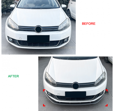 Spoiler delantero AutoStyle compatible con Volkswagen Golf VI 2008-2012 (excepto GTi/R) (ABS negro brillante)