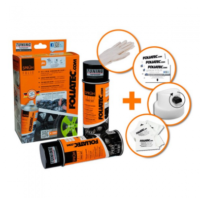 Juego Foliatec Spray Film (Dip) - Gunmetal Gris Metalizado Mate 2x400ml