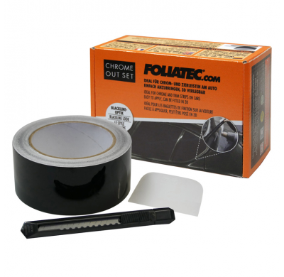 Foliatec 'Chrome Out' Set Negro Brillo - Tira De Lámina 5cm X 15m