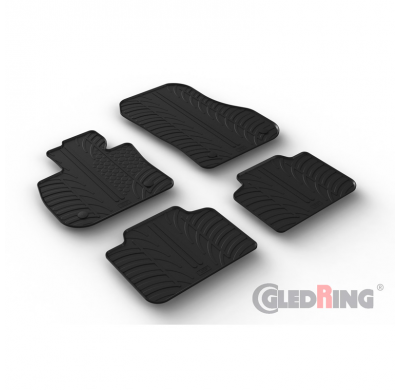 Juego de alfombrillas de goma para BMW X1 (U11) 2022- (perfil T 4 piezas + clips de montaje) GLEDRING