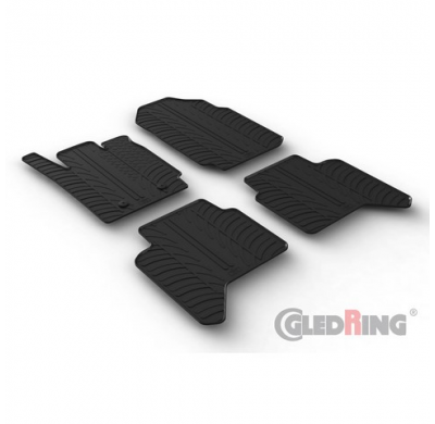 Juego De Alfombrillas De Goma  Ford Ranger Double Cab 5/2013- (Automático) (Perfil T 4 Piezas + Clips De Montaje)