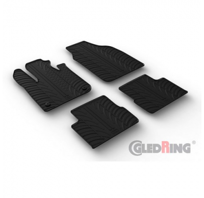 Juego De Alfombrillas Goma Valido Para Fiat 500e 2020- (Perfil T 4 Piezas + Clips De Montaje)