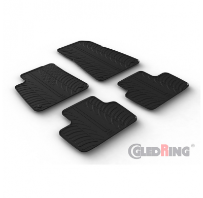 Juego de alfombrillas de goma aptas para Polestar 2 2019- (perfil T 4 piezas + clips de montaje)