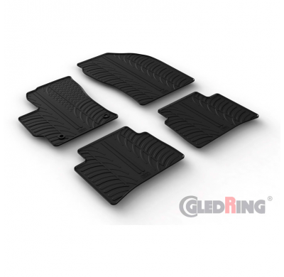 Juego De Alfombrillas De Goma  Toyota Corolla Touring Sports Hybrid 12/2018- (Perfil T 4-Piezas + Clips De Montaje)