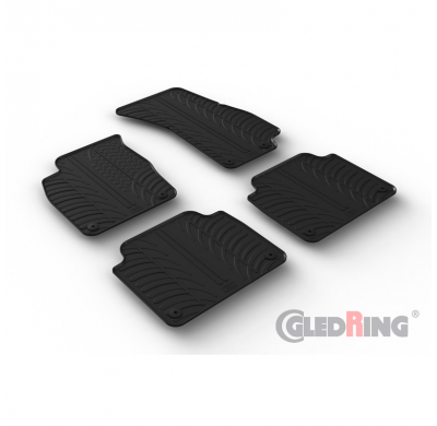 Juego de alfombrillas de goma para Audi A8 (4N) 2018- (perfil T 4 piezas + clips de montaje) GLEDRING