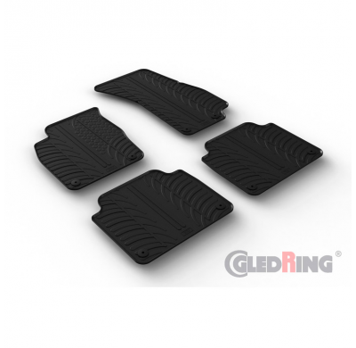 Juego de alfombrillas de goma para Audi A8 (4N) 2018- (perfil T 4 piezas + clips de montaje) GLEDRING