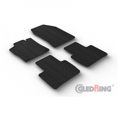 Juego de alfombrillas de goma para Citroën C5 X 2021- (perfil T 4 piezas + clips de montaje) GLEDRING
