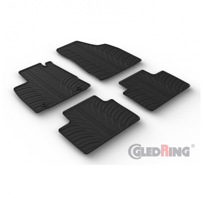 Juego de alfombrillas de goma para MG 3 Hybrid+ 2024- (perfil en T, 4 piezas + clips de montaje)