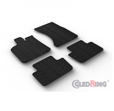 Juego De Alfombras De Goma Para Porsche Macan (95b) 2014- (Perfil En T 4 Piezas + Clips De Montaje)