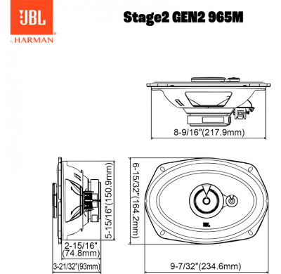 JBL Stage 2 Gen2 965M - Juego de altavoces de 3 vías (15,3 x 23 cm, 560 W/70 W RMS)