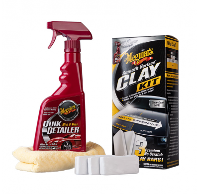 Kit De Arcilla De Superficie Lisa Meguiars (3x60g Clay / 473ml Quik Detailer / 1 Supreme Shine Cloth)