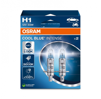 Bombillas halógenas Osram Cool Blue Intense NextGen - H1 - 12 V/55 W - juego de 2 piezas