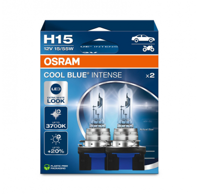 Bombillas halógenas Osram Cool Blue Intense NextGen - H15 - 12 V/55-15 W - juego de 2 piezas