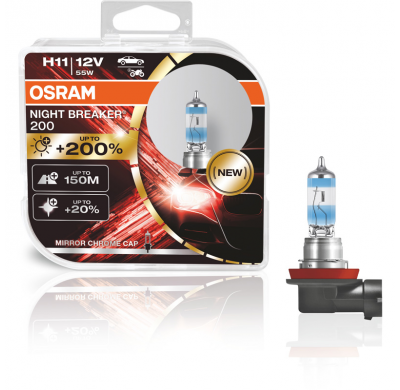 Bombillas Halógenas Osram Night Breaker 200 - H11 - 12v/60-55w - Juego De 2 Piezas