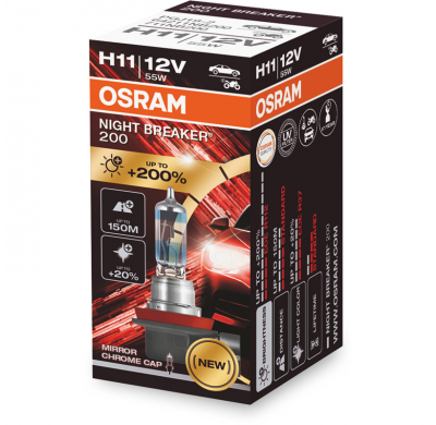 Osram Night Breaker 200 Bombilla Halógena - H11 - 12v/60-55w - Una Pieza