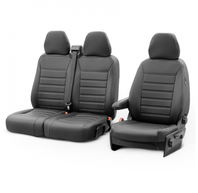 New York Design Fundas de asiento de cuero artificial 2+1 especifica para Ford Transit 2014- (con reposabrazos en el asiento)