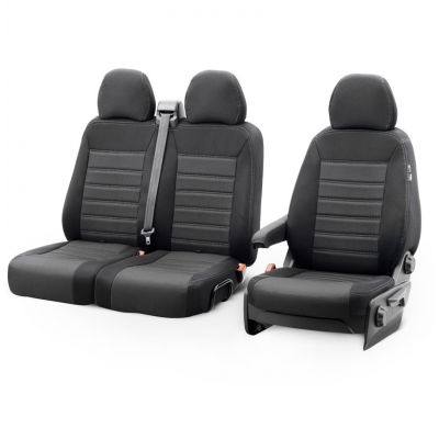 Original Design Fundas de asiento de tela 2+1 especifica para Ford Transit 2014- (con reposabrazos en el asiento)