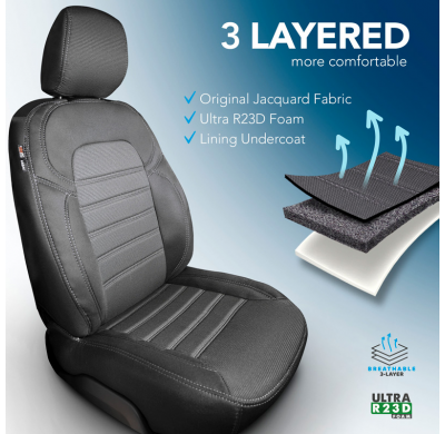 Original Design Fundas de asiento de tela 1+1 especifica para Ford Transit Connect 2014-2018