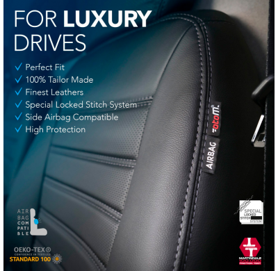 Fundas de asiento de cuero artificial Otom New York Design 2+1 compatibles con Renault Master IV 2024- (apoyabrazos en el asient