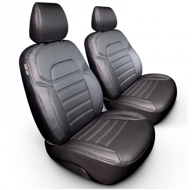 Fundas de asiento de piel sintética Otom New York Design 1+1 compatibles con Volkswagen Transporter T7 2024- (reposabrazos en am